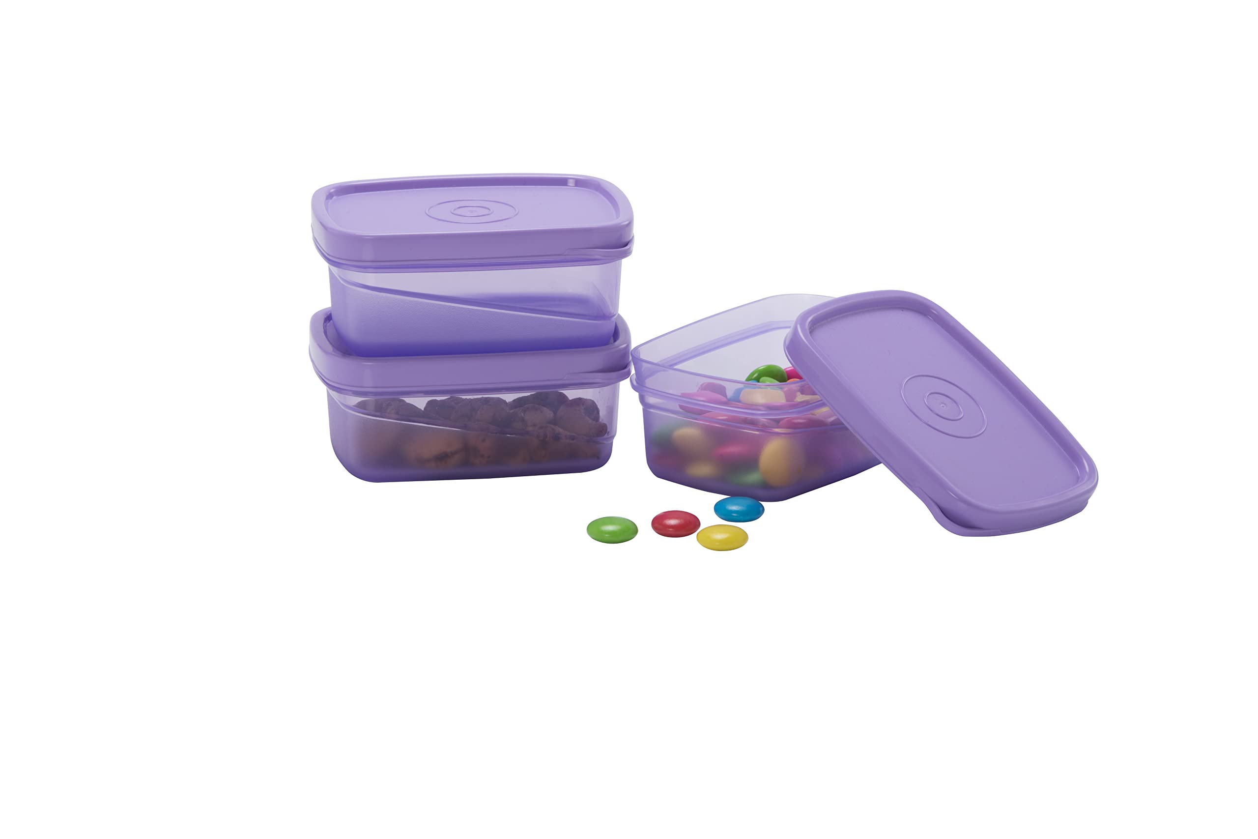 VarmoraTiny Conatiner| Organised Kitchen | Stackable | Durable | For Tiffin Box , Pulses, Cereals, Snacks Set of 3| Assorted