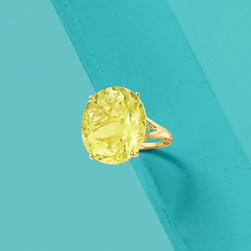 Miniatura 5 de Ross-Simons Anillo de cuarzo limón de 20 quilates en oro amarillo de 14 quilates