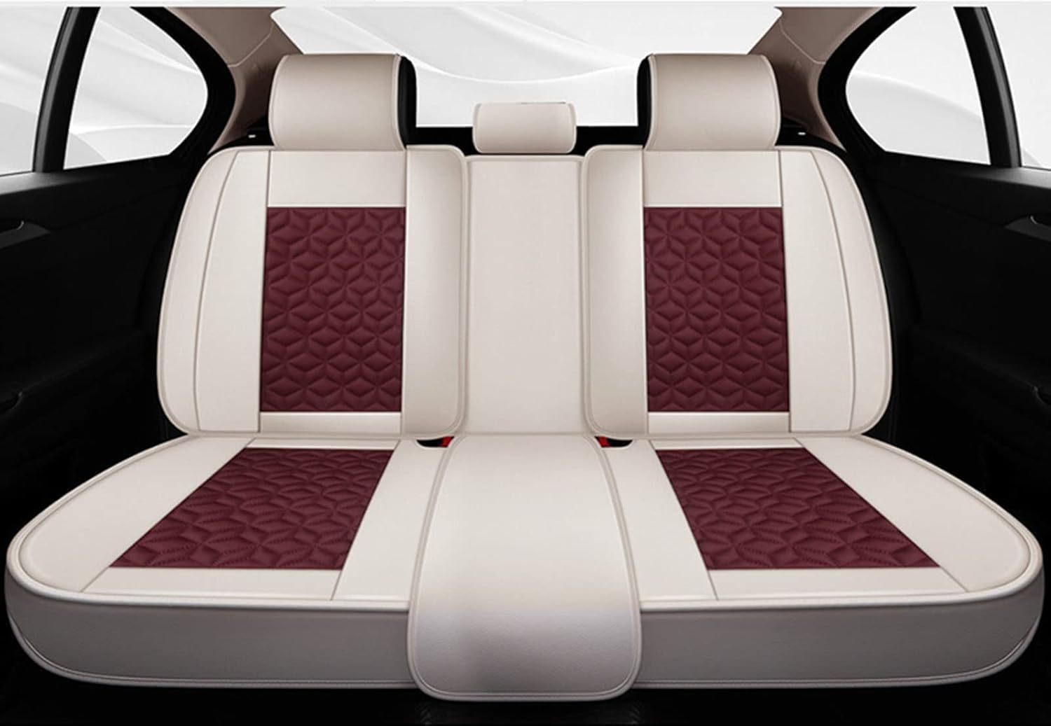 Breathable and Waterproof Faux Leather Automotive Seat Covers for Cars SUV Pick-up Truck Sedan,Universal Anti-Slip r Seat Cover with Backrest,E