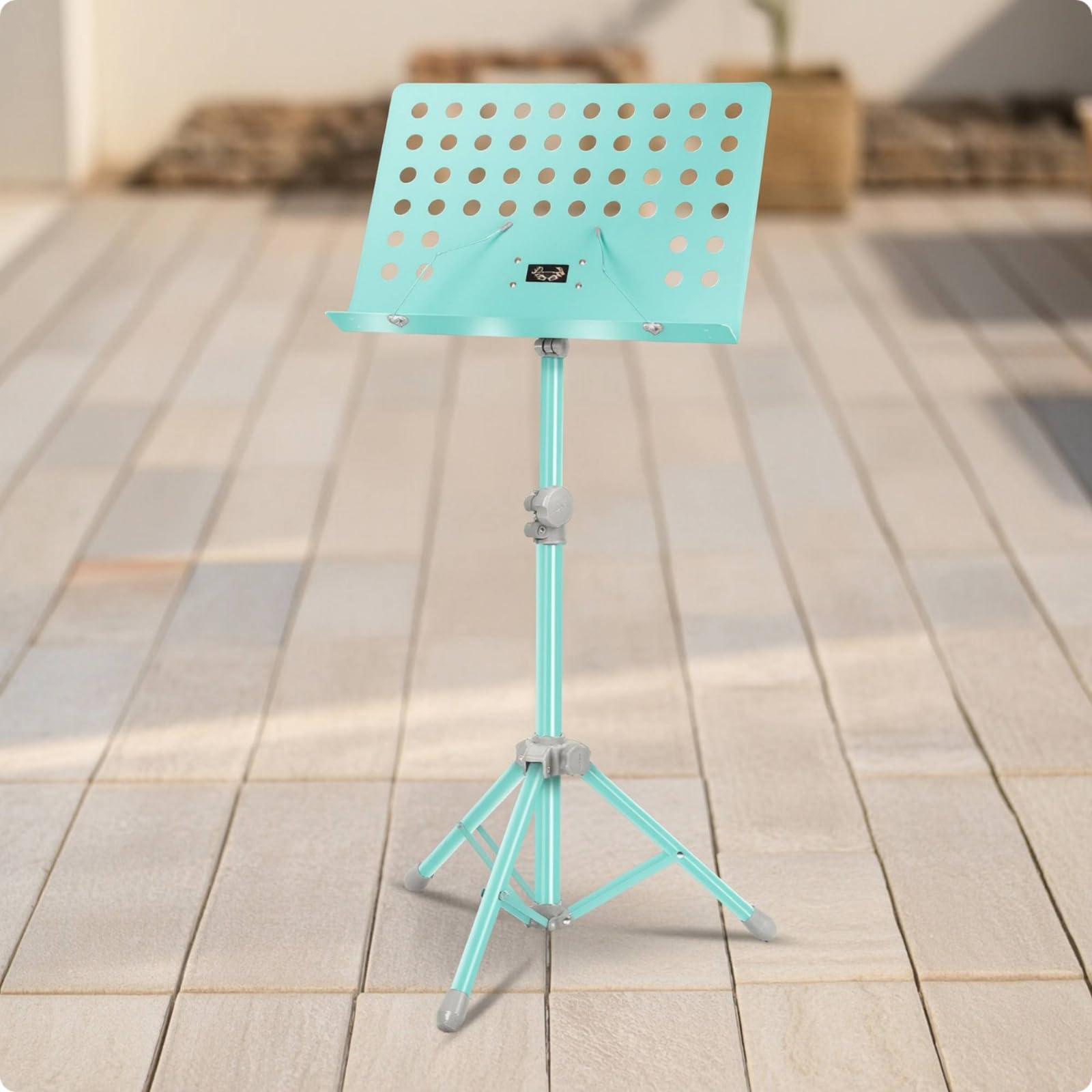 rockible Supporto per Spartiti Musicale a Treppiede Compatto Supporto Stabile Elegante per Musicisti, Professionale, Blu Menta Laccato