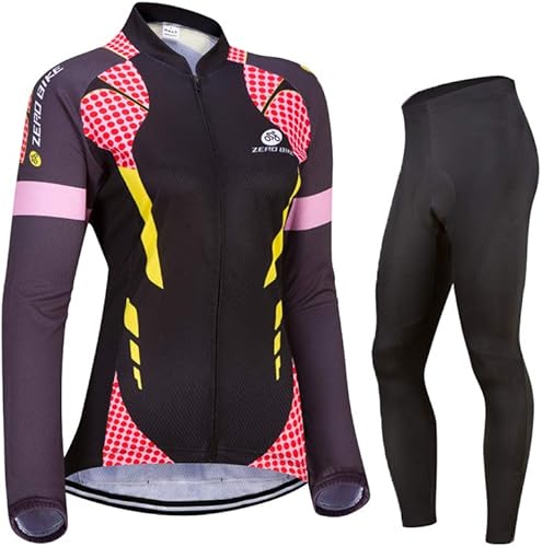Traje de ciclismo acolchado de gel 3D transpirable de manga larga para mujer, conjunto de pantalones de malla con protección UV