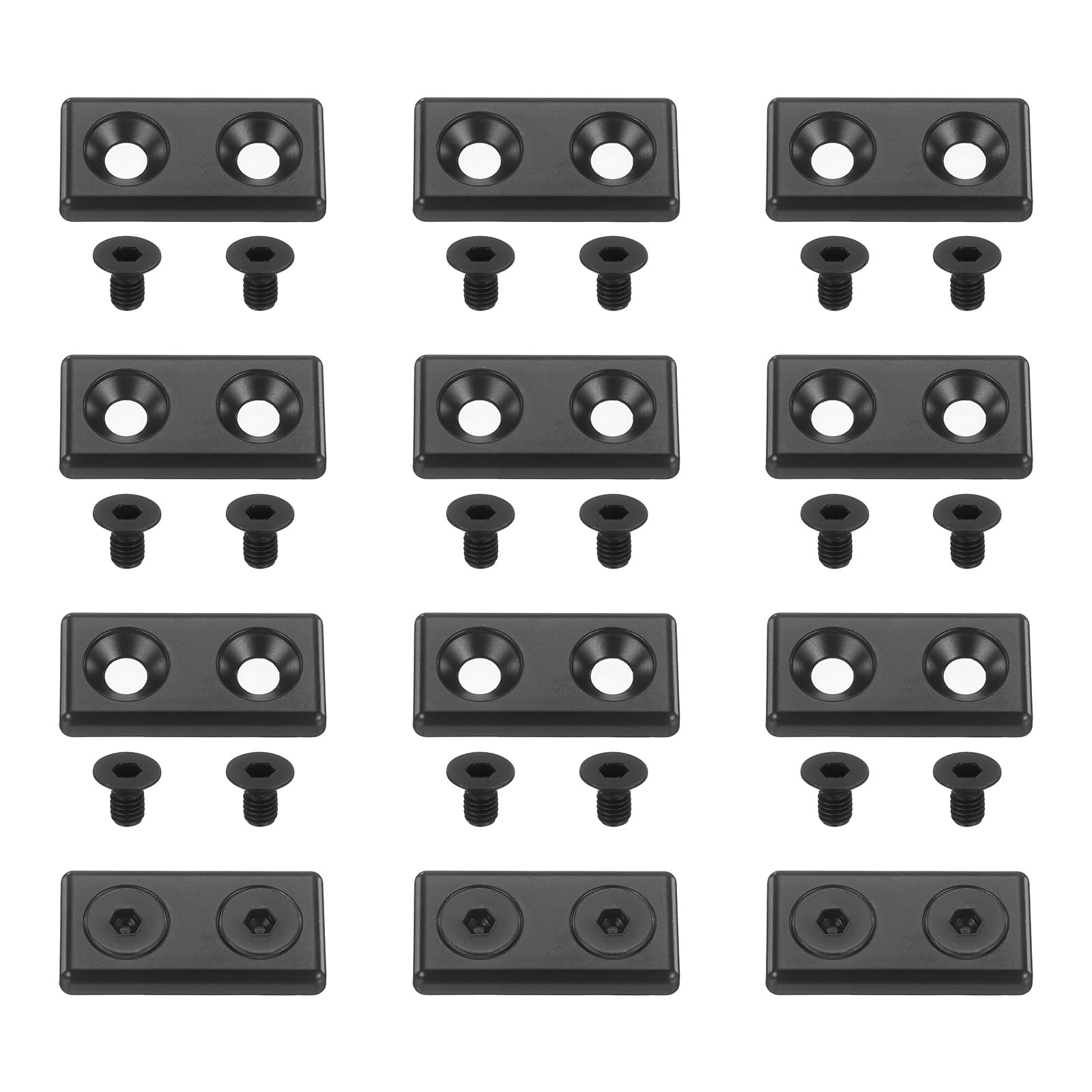 sourcing map 12Pcs Profile End Cap, Zinc Alloy 2040 Series EU Standard T-Slot Aluminum Extrusion End Cap Bracket with Screws for Storage Rack, Black — image 1