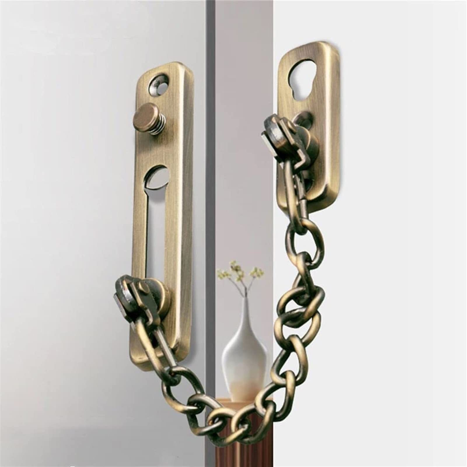 BATLAM Pestillos, Hebilla antirrobo Puerta de Metal Cerradura de Puerta Interior anticadena Hebilla de Cadena antirrobo Perno de Puerta Hebilla de Puerta antirrobo (Negro) (Bronce)