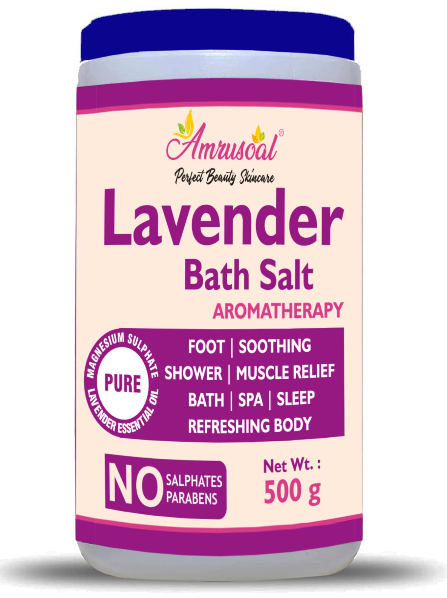 Epsom Salt Enriched With Lavender Oil, Lavender Bath Salt For Bath, Foot, Shower, Sleep, SPA, Aching Muscles & Refreshing Body (500g)-image-23