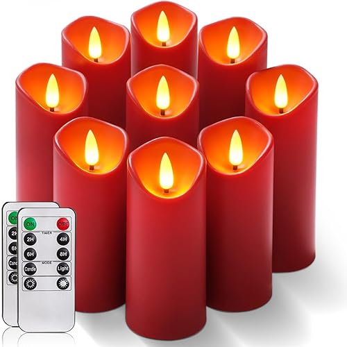 Homemory Velas de Navidad sin llama, velas a pilas con temporizadores remotos, velas falsas eléctricas para el hogar, decoración navideña, hechas de