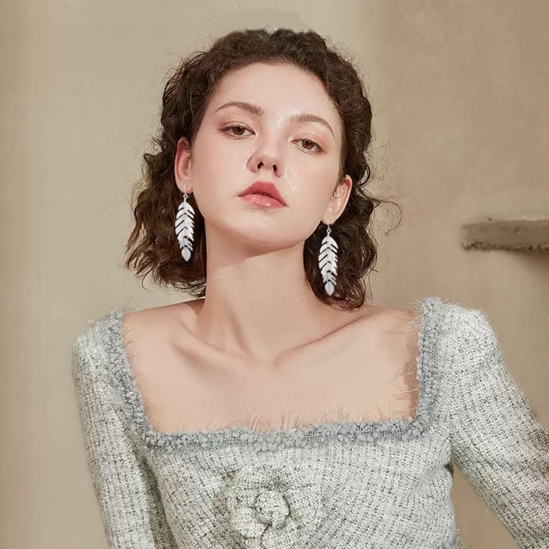 ONLYJUMP Feather Earrings for Women Boho Artistic Vintage Leaf Metal Dangle Drop Earrings Lightweight Leaf Earrings with Detailed Texture Drop Dangle Earring Jewelry Gifts - Image 7