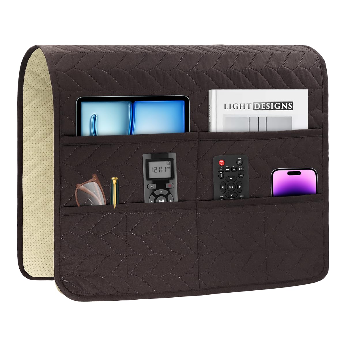 yuuzue Sofa Armrest Organizer Arm Chair Caddy for Recliner, Chocolate