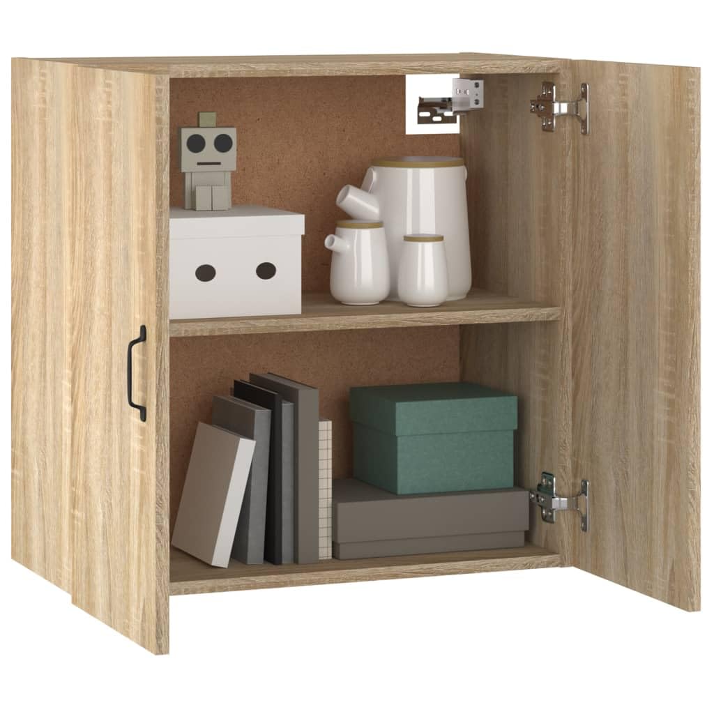 Szafka ścienna dąb Sonoma z materiału drewnopochodnego 60 x 31 x 60 cm z 2 drzwiami, miejsce do przechowywania, szafka do biura, salonu, korytarza, schowek i półka, wielofunkcyjna komoda