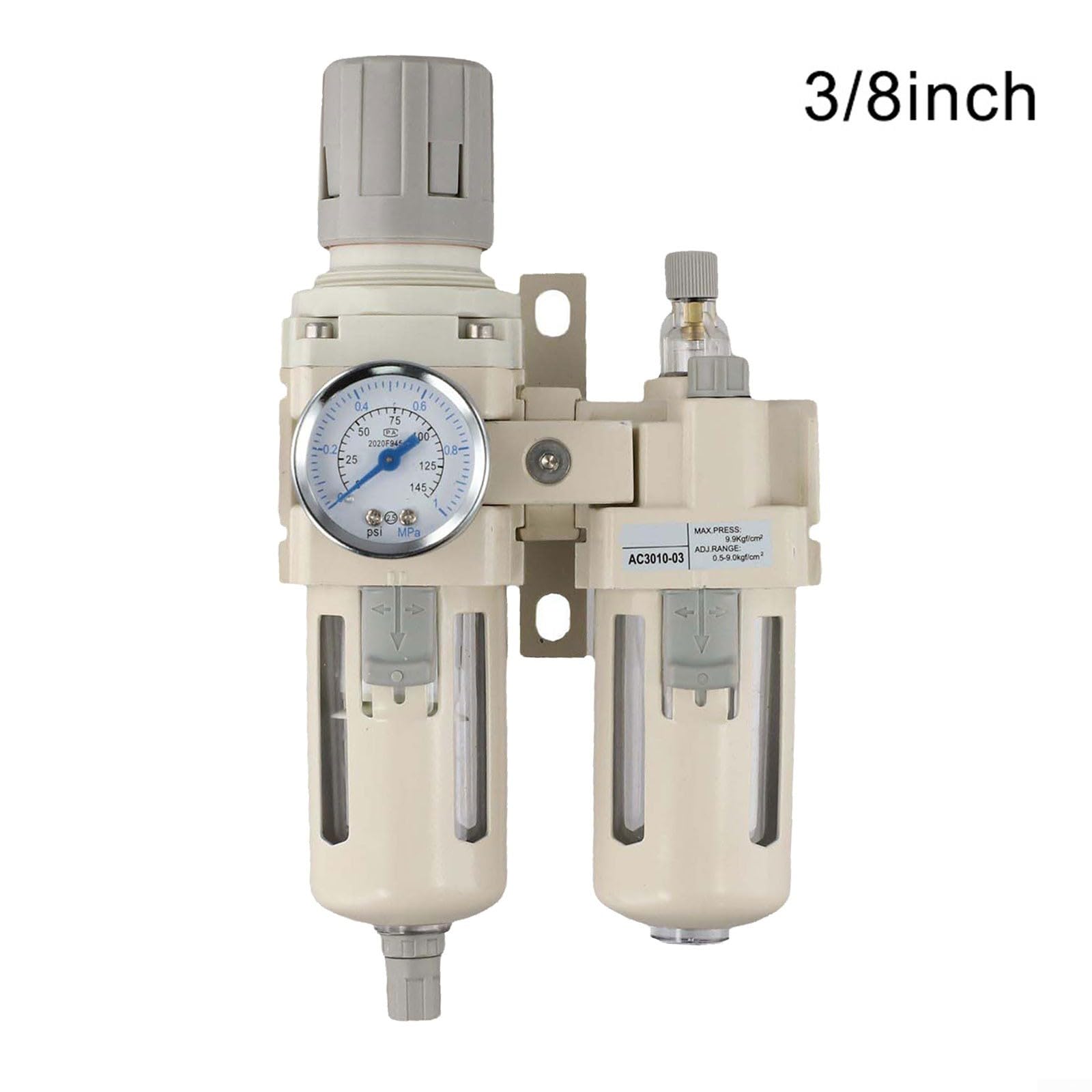 Regulador de filtro de aire comprimido industrial con separador de trampa de aceite de agua y válvula de drenaje semiautomática para una protección eficiente del sistema neumático (3/8