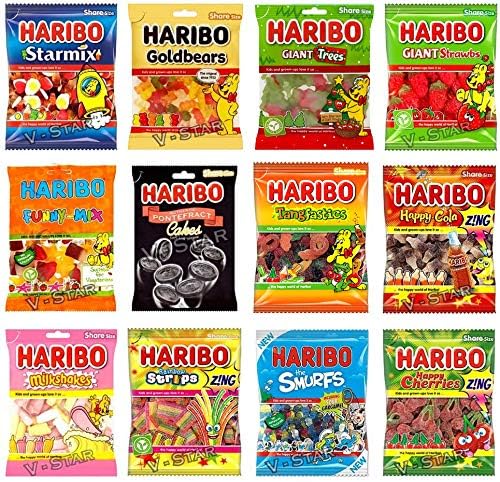12 Mixed HARIBO Sweets Bags (140G) Random Mied Flavours of Sweets Bag - VSTAR