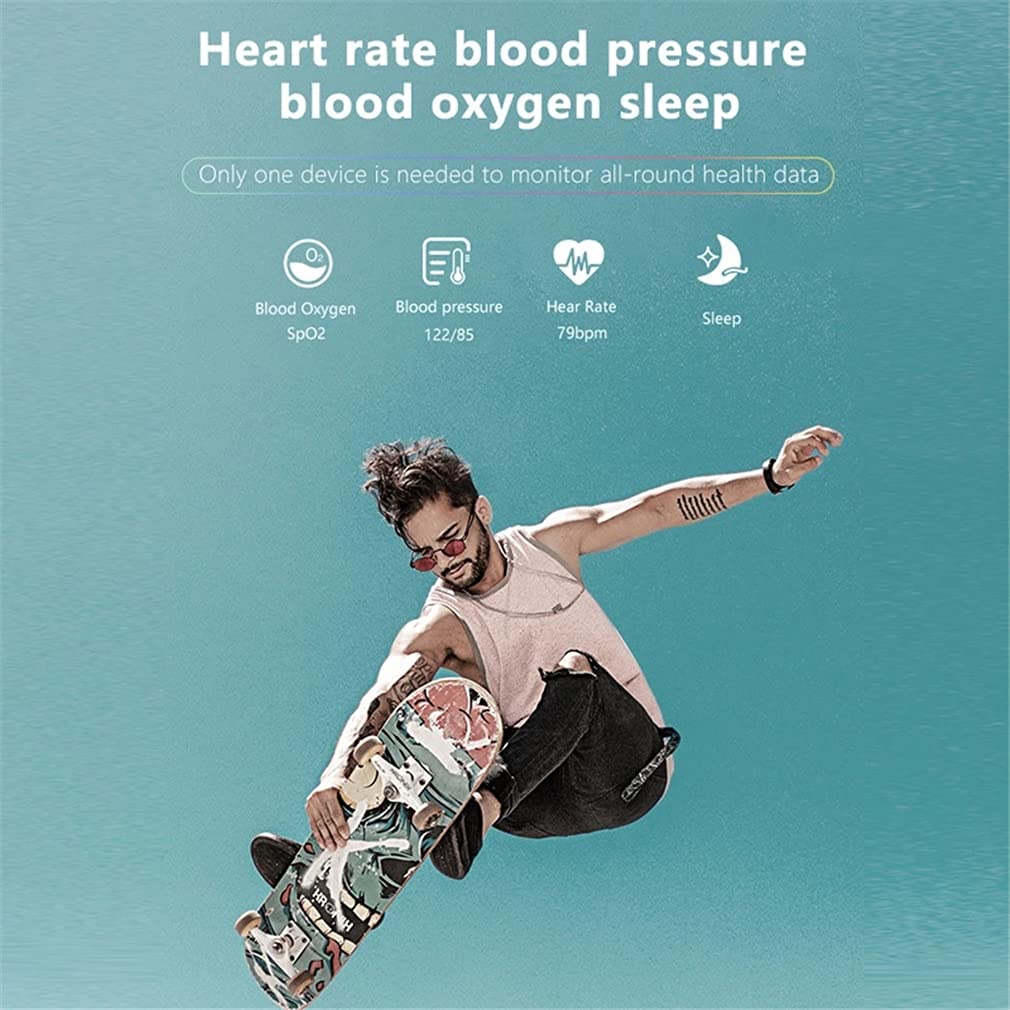 Smart Watch con Cardiofrequenzimetro, Smartwatch per Uomo Donna Fitness Tracker Monitor per Il Sonno Dell'ossigeno nel Sangue, Supporto per La Ricarica Wireless,Blu