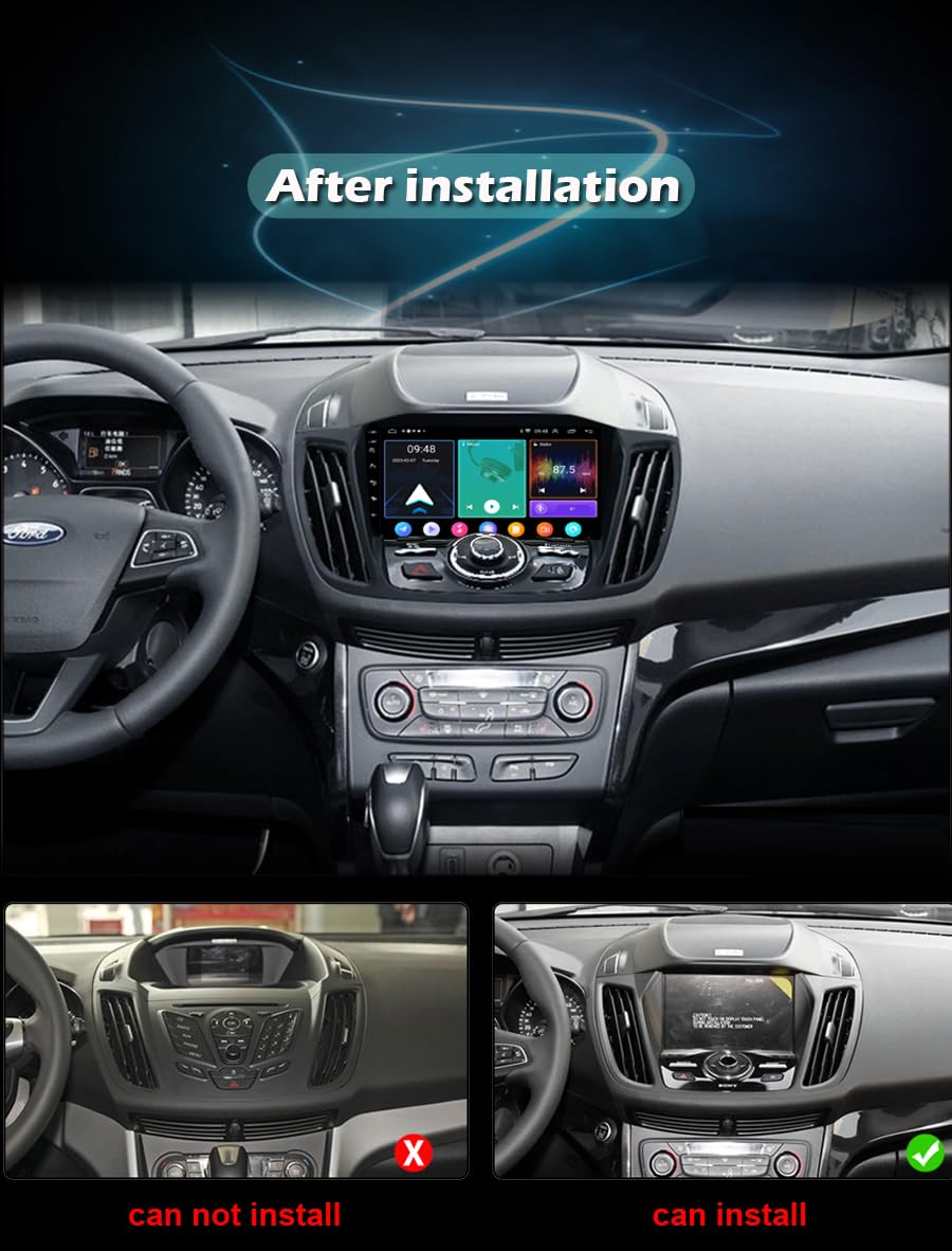 Für Ford Kuga Escape 2013-2019 8 Core 9" 32GB Android 12 Autoradio DAB+ CarPlay Navi GPS HD Touchscreen Bluetooth WiFi FM RDS Lenkradkontrolle DSP USB