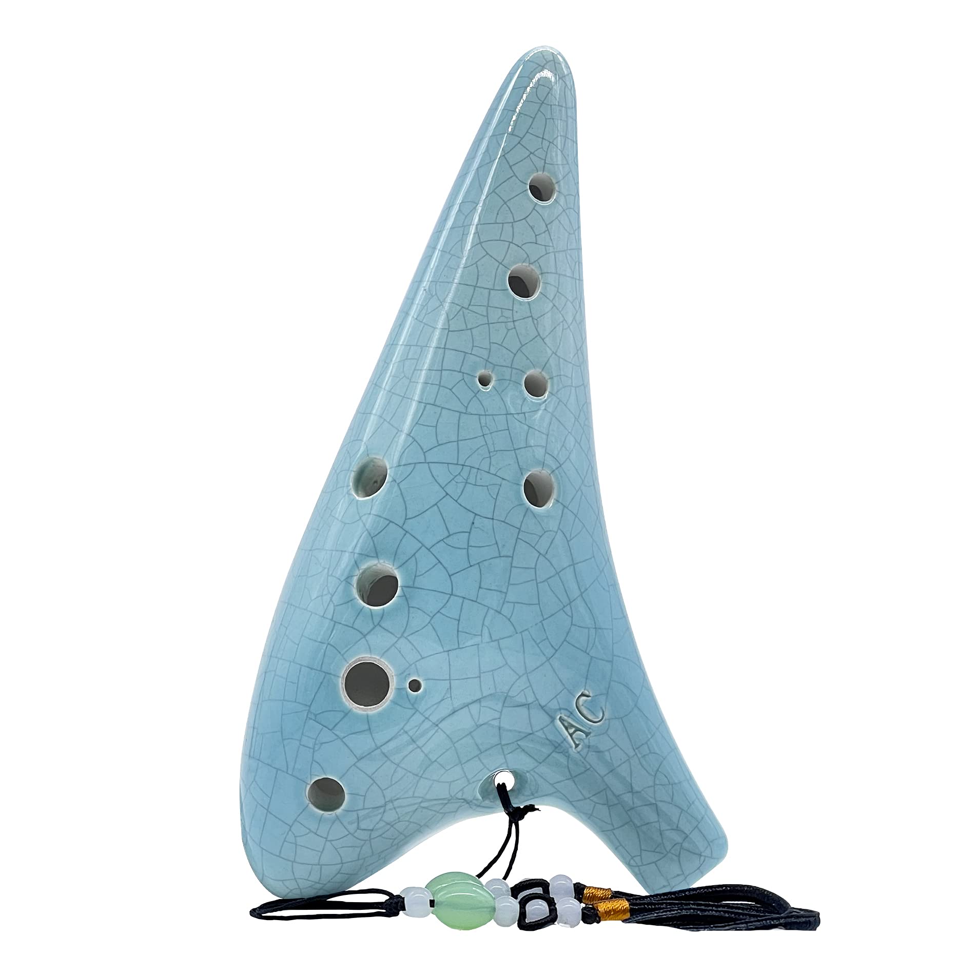 Legend of Zelda ocarina Do alto de 12 agujeros, diseño de patrón agrietado, con libro de texto y bolsa protectora, perfecta para principiantes y actuaciones profesionales (cian agrietado)