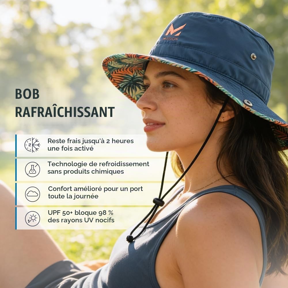 Mission Chapeau de pêcheur rafraîchissant Unisexe UPF 50 à Bord Large de 7,6 cm pour rafraîchir lorsqu'il est mouillé, UPF 50 (Kaki)