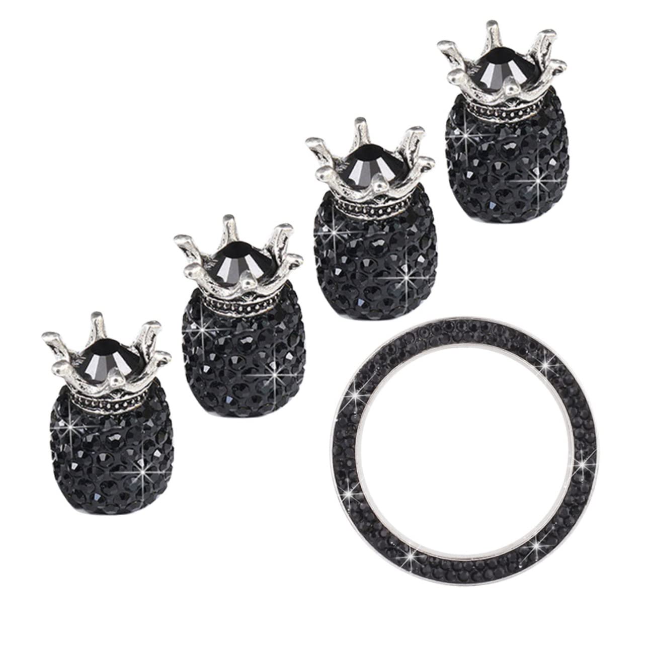 SOLUSTRE 15stücke Teiliges Set Form Rhinestone Ventilkappen Für Auto Zündknopf- Schützt Vor Und Verlängert Die Reifen Schwarz