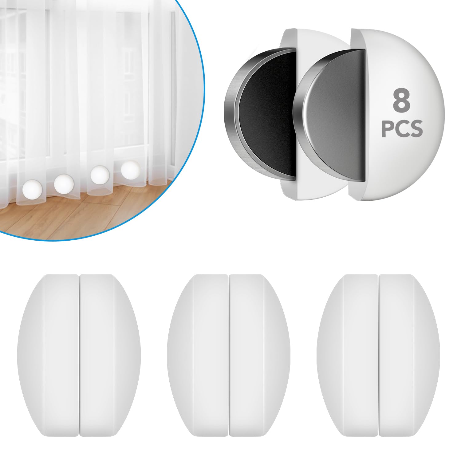 8 Pcs Shower Curtain Weights Silicone Wrapped Heavy Duty Shower Curtain Magnets Curtain Weights Heavy Outdoor Prevent Curtain
