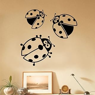 Fly Wings Ladybug Ladybugs Lady Bug Bugs Cute Animal Insect Vinyl Design Wall Sticker Art Decal Boy Girl Kid Room Bedroom Nursery Kinder Playroom Home Decor Stickers Decoration Size (10x10 inch)