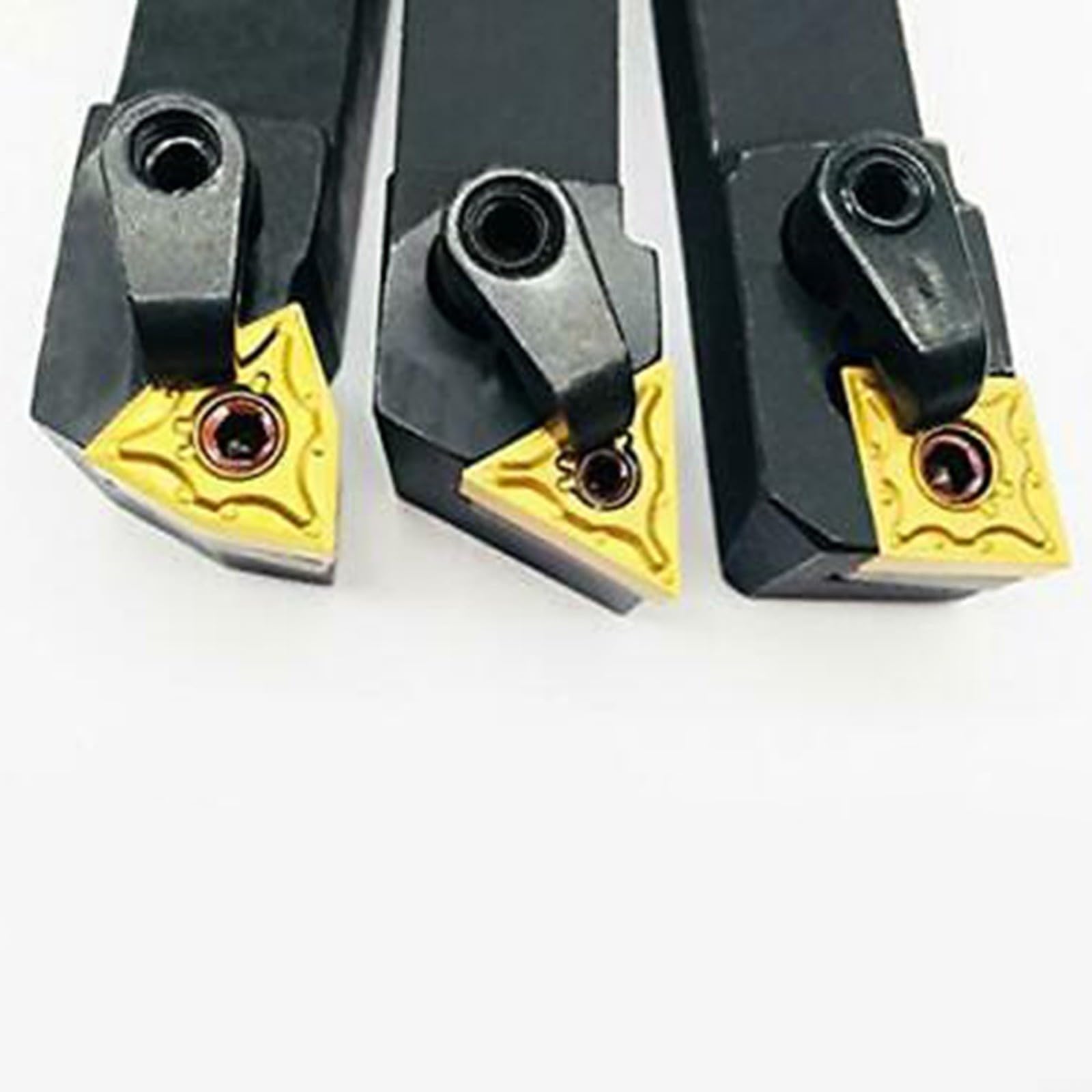 3 soportes de herramientas de torneado de carburo para tornos CNC, incluye cuchillas de corte e insertos a la derecha