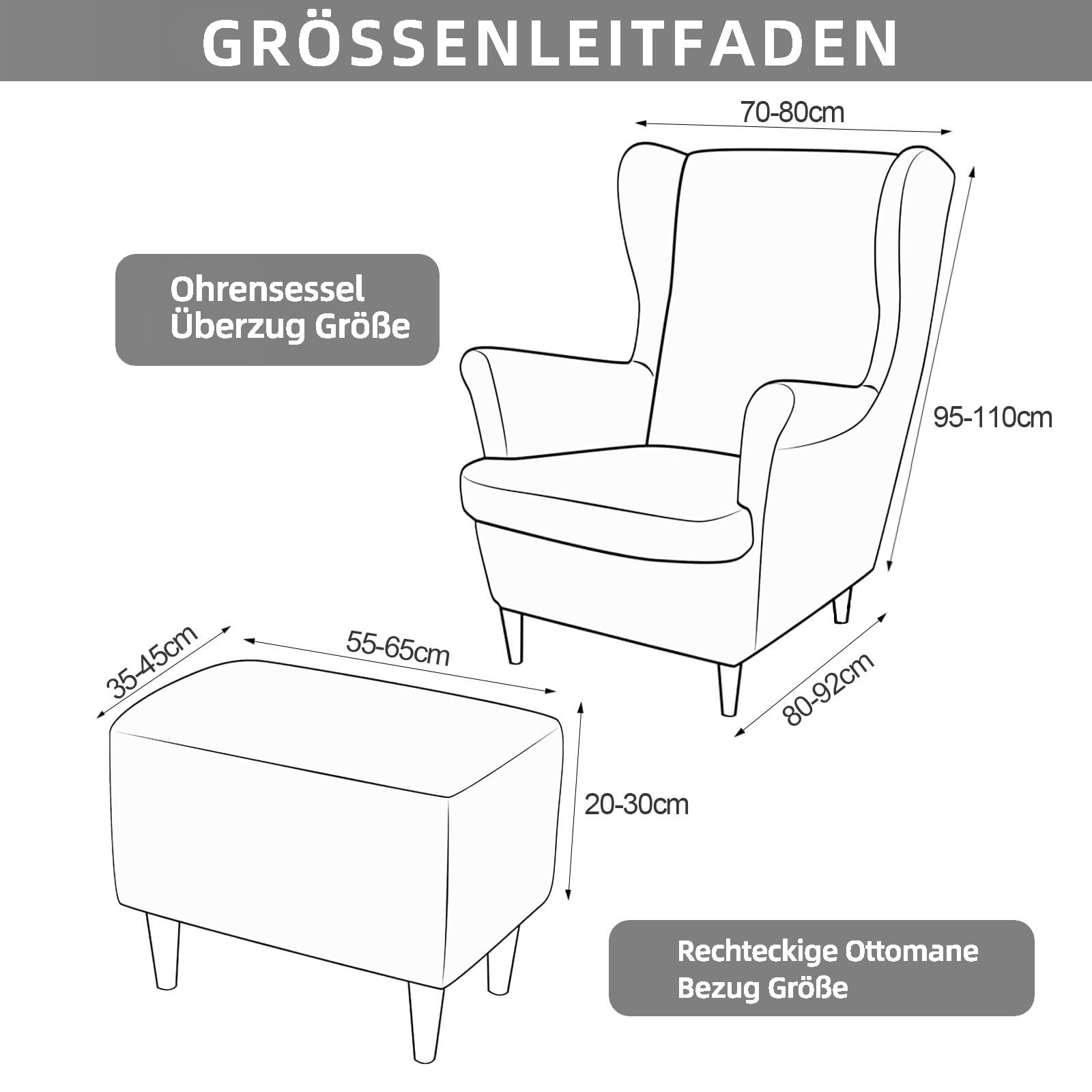 Alishomtll Rivestimento per poltrona, 3 pezzi, con pouf, elasticizzato, coprisedia da spiaggia, tigre, con bracciolo, schienale alto, universale (grigio oro)