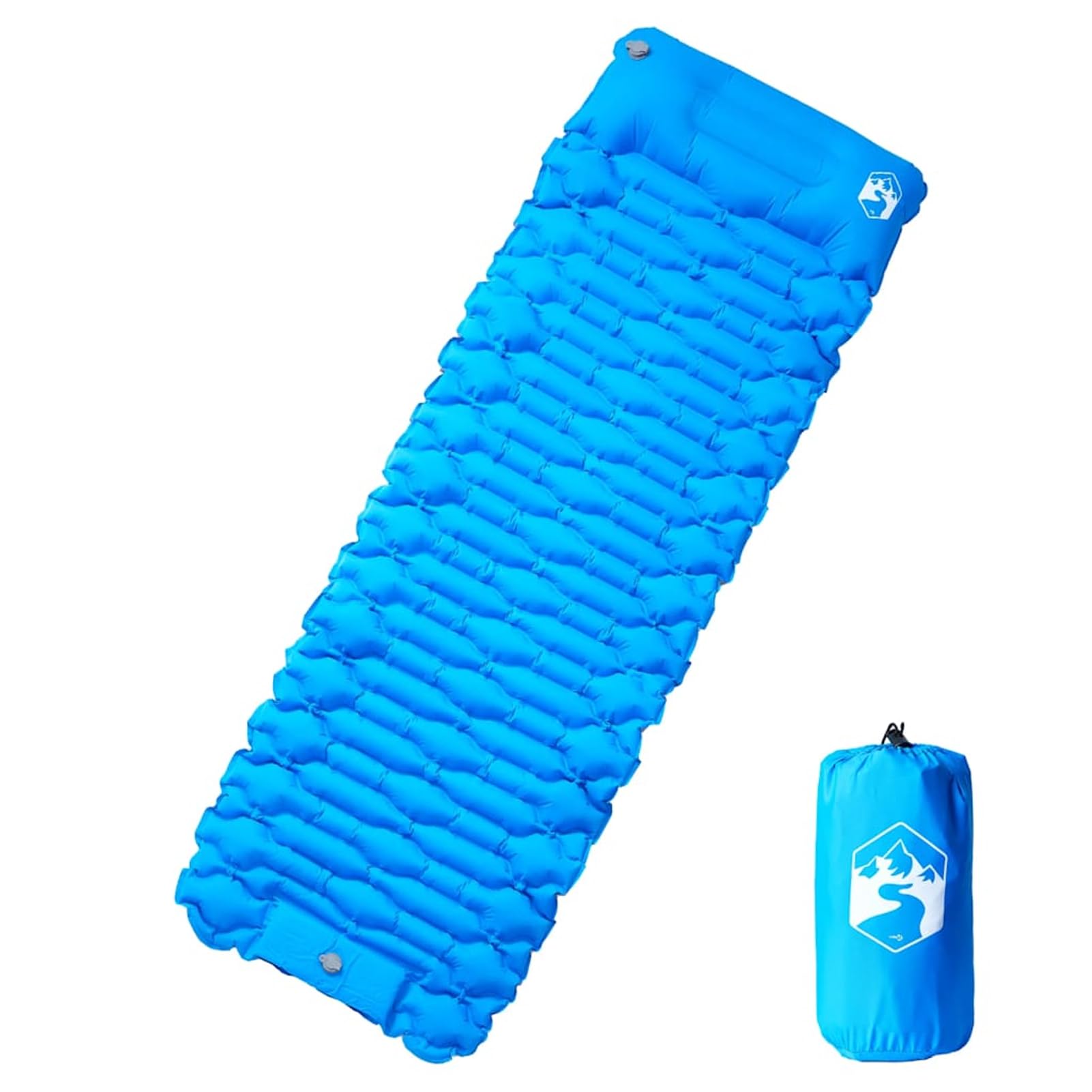 Selbstaufblasende Isomatte, Camping-Luftmatratze, 40D-Nylon mit TPU-Beschichtung, Blau und Hellgrau, 193 x 66 x 6 cm, für Outdoor, Reisen, Wandern und Camping 4007105