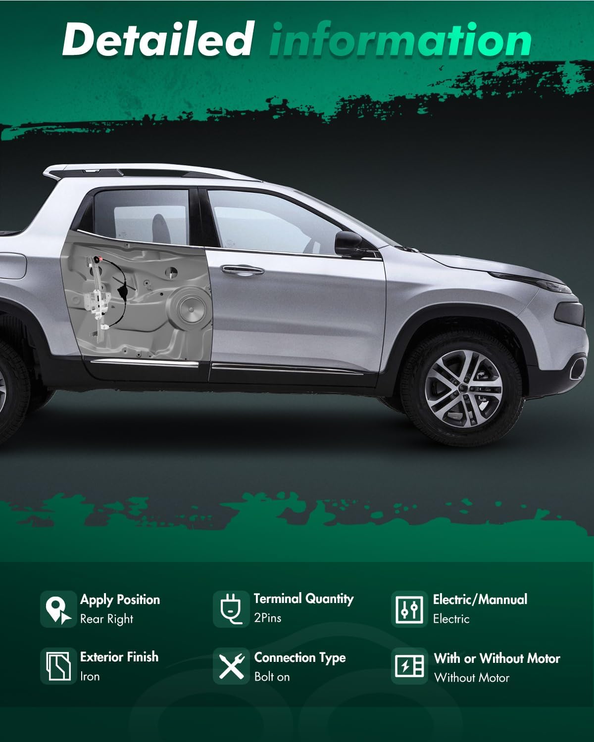 SCITOO Rear Right Passenger Side Power Window Regulator without Motor Fit for 1995-1997 for Lincoln for Town Car,740-685