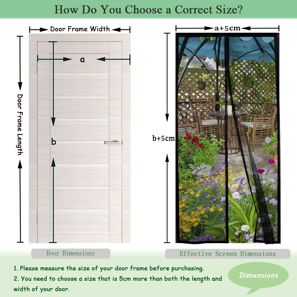 akgao Zanzariera Magnetica per Porta,85x220cm Puro Colore Fibra di Poliestere Porta Chiusura Magnetica Tenda Autosigillante Forte Magneti Domestici Bambini per Porta Balcone Porta Cantina-Nero