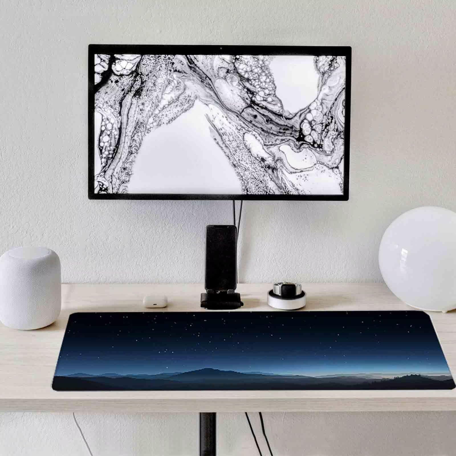 Czarna podkładka pod mysz gwiaździste niebo XXL podkładka pod mysz 1200 x 600 mm ze zszytymi krawędziami i antypoślizgową gumową podstawą podkładka pod mysz XXL do komputera, laptopa, akcesoria