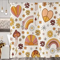 Vintage Pilz Duschvorhang – Retro Wald-Design Mit Pilzen & Blättern, 183x183 Cm