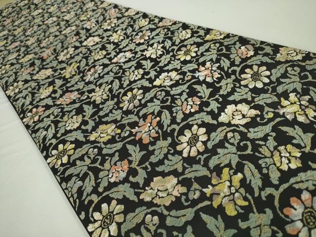 織匠十一代目 篠屋宗兵衛 謹製 綴れ唐織 六通柄袋帯 花唐草文 金糸