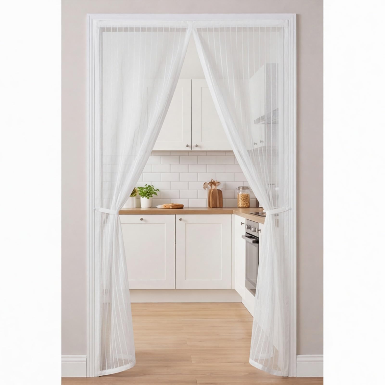 Yxrs White Magnetic Screen Door 141 X 178 Cm Full Frame Magic Tape Kid And Pet Friendly Fly Insect Screen Door With Powerful Magnets Keeps Bugs Out Easy To Install Without Drilling,