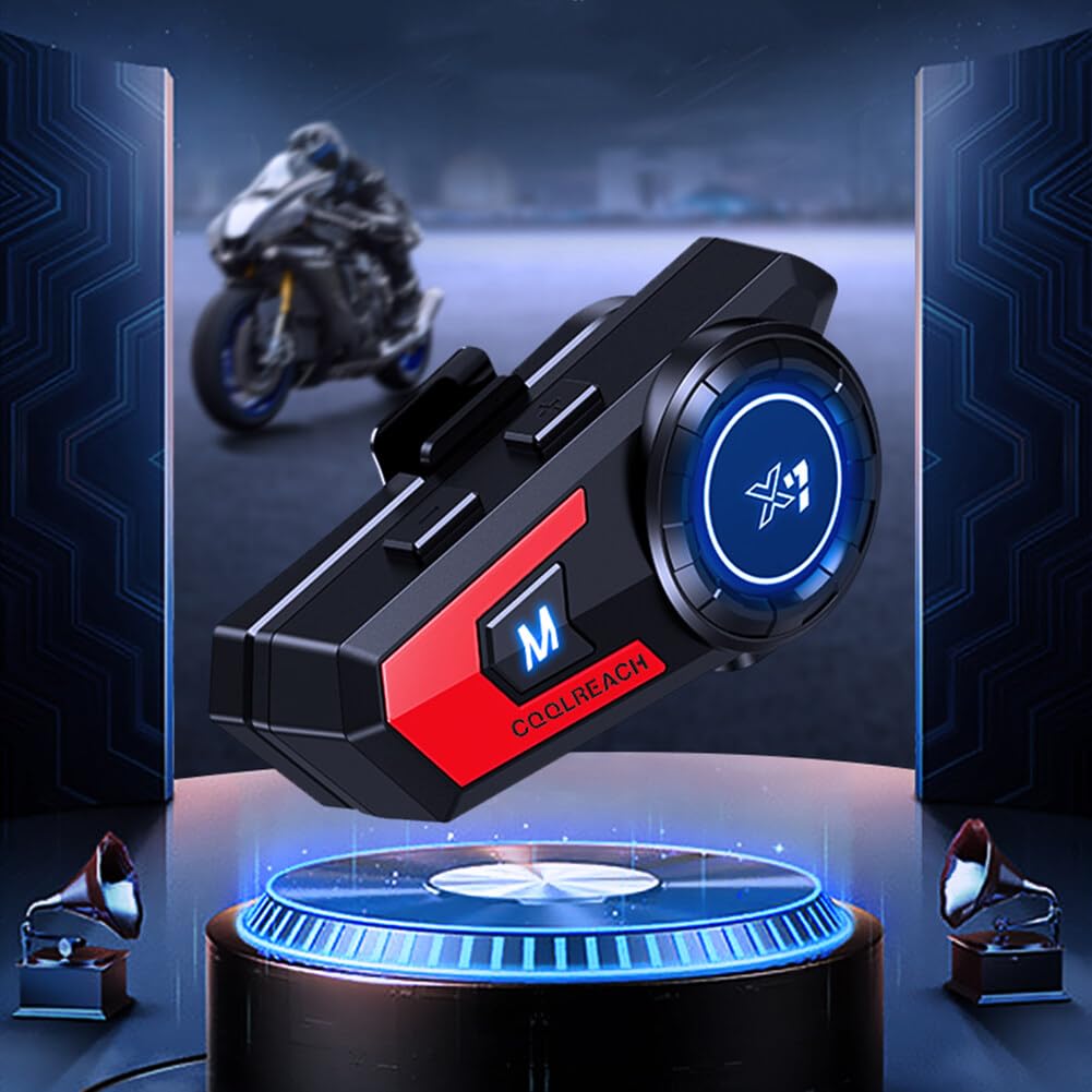 Interfono Bluetooth per moto, Interfono per casco moto Bluetooth Cuffia Comunicazione radio Sistema FM IP67 Kit vivavoce per moto impermeabile, Auricolare Bluetooth per moto/ATV/Bici/motoslitta