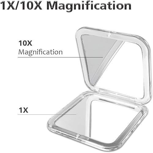Miniatura 8 de SNOWFLAKES SNOWFLAKES Espejo de aumento de viaje compacto - Espejo de bolsillo 1x15x - Espejo cuadrado pequeño de 3.3 x 3.3 pulgadas para bolso -