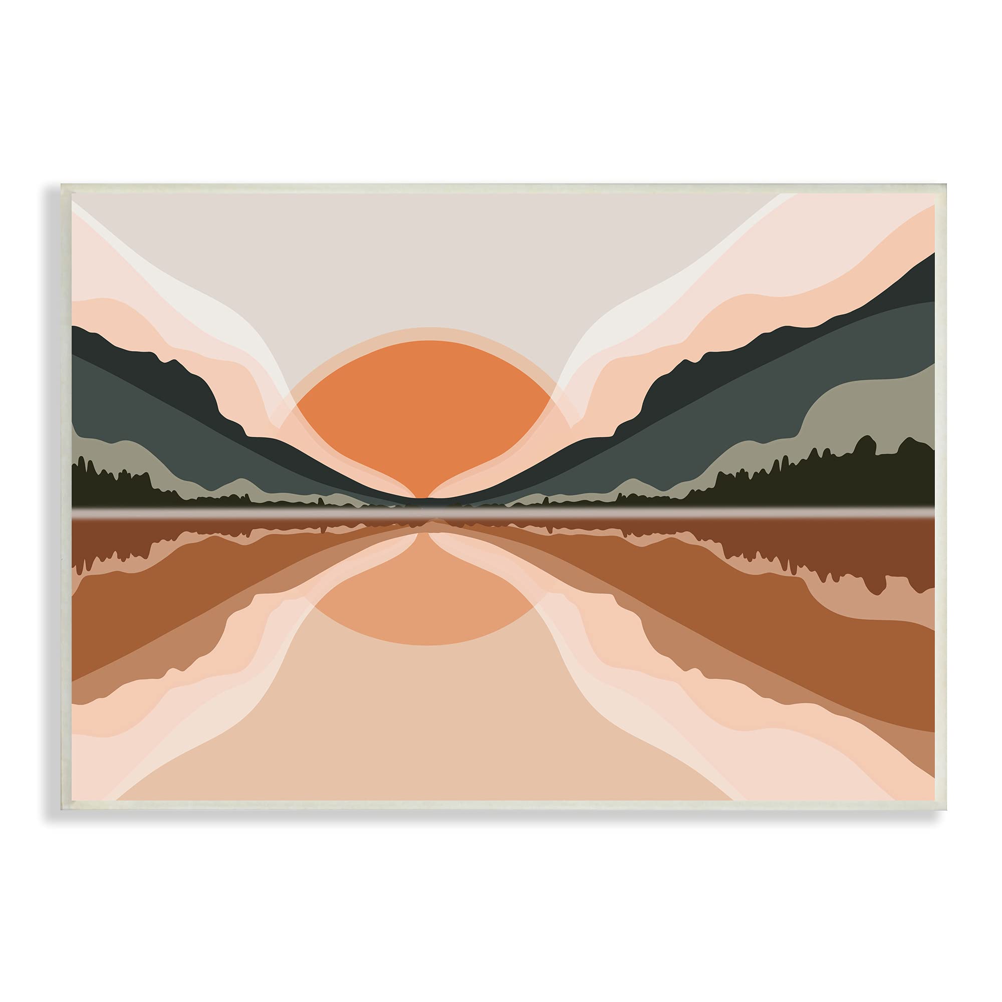Stupell IndustriesMisty Sunrise Geometric Green Mountain Lake Reflection, Designed by ROS Ruseva Wall Plaque, Orange