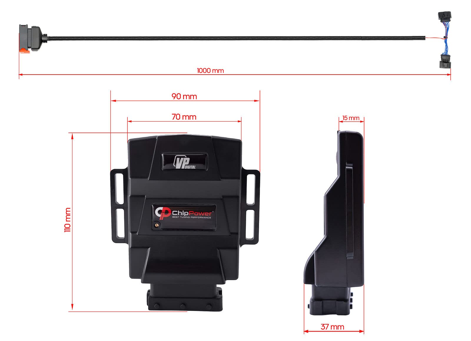 ChipPower Chip de Potencia VPd al coche para Volkswagen T4 Mk4 IV 2.5 TDI 75 kW 102 CV 1995-2003 Tuning Box Diesel ChipBox Más Potencia del Coche y Menor Consumo de Combustible