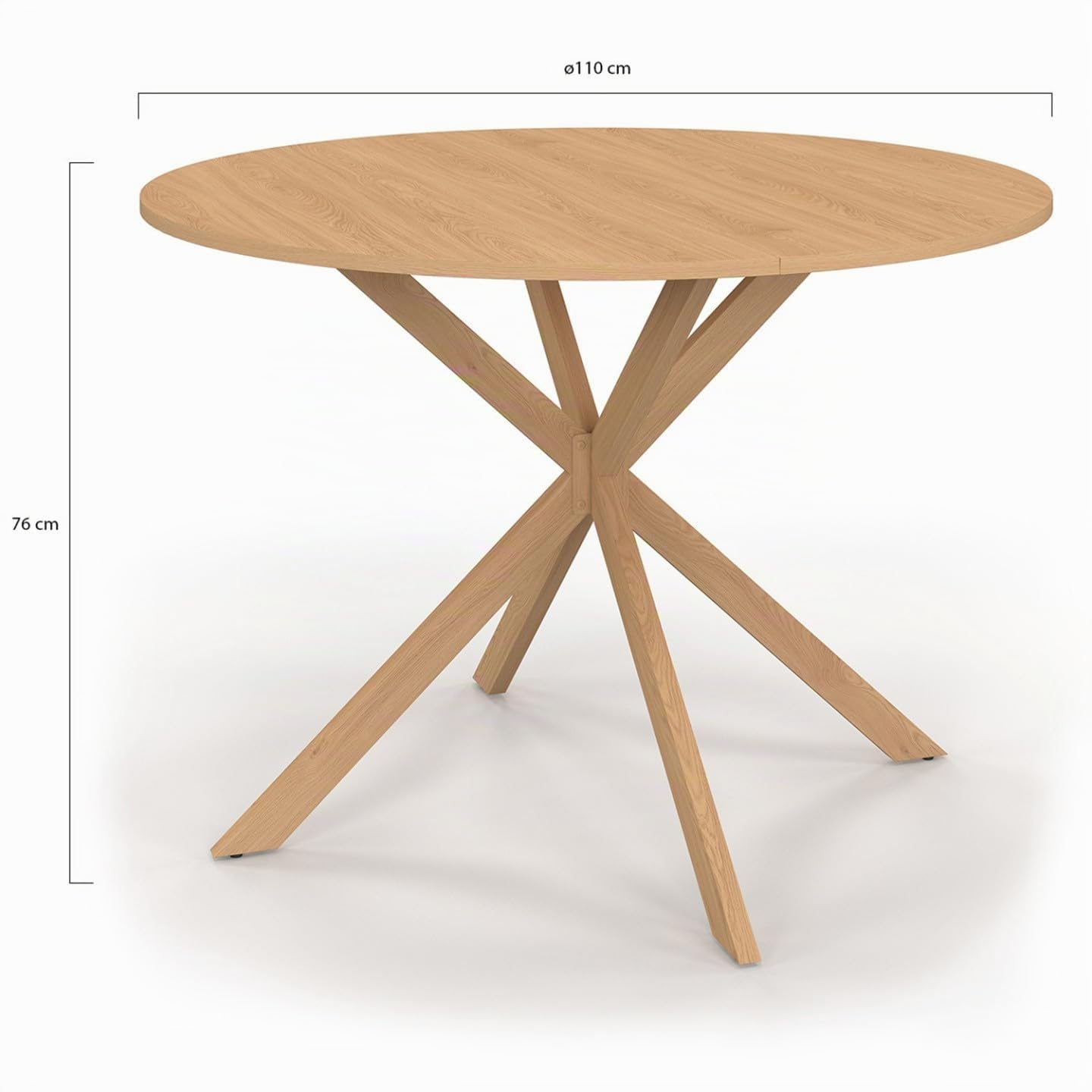 IDMarket - ALIX Tavolo da pranzo rotondo per 6 persone con gamba a ragno effetto faggio 110 cm