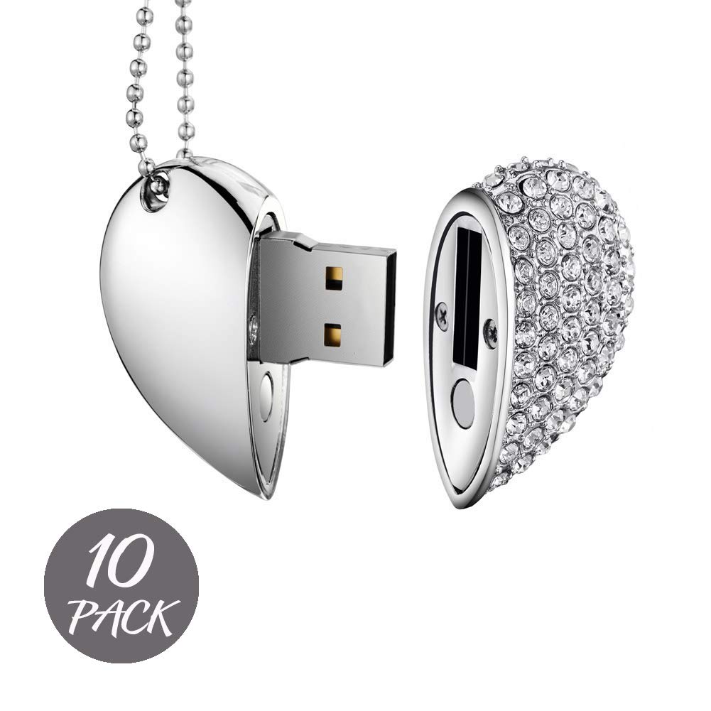 USB 32GB 3.0 Pendrive Corazon Pack de 10 Memoria Flash USB 3.0 32GB con Cajas de Regalo Pendrive Boda para Fotografos