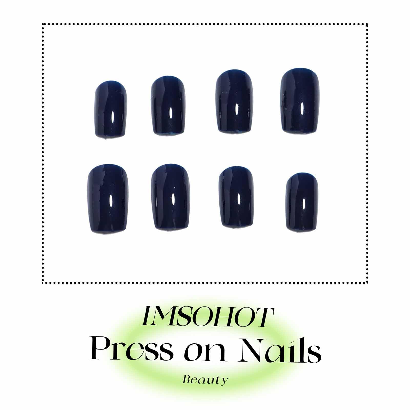 IMSOHOT Royal Blue Press on Nails Short Square Square Fake Nails Acrylic Solid Color Dark Blue False Nails Kits for Women Stick Glue on Nails 24 Pcs