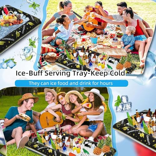 Barras inflables para servir comida con bandeja plegable y enfriadora de bebidas 5