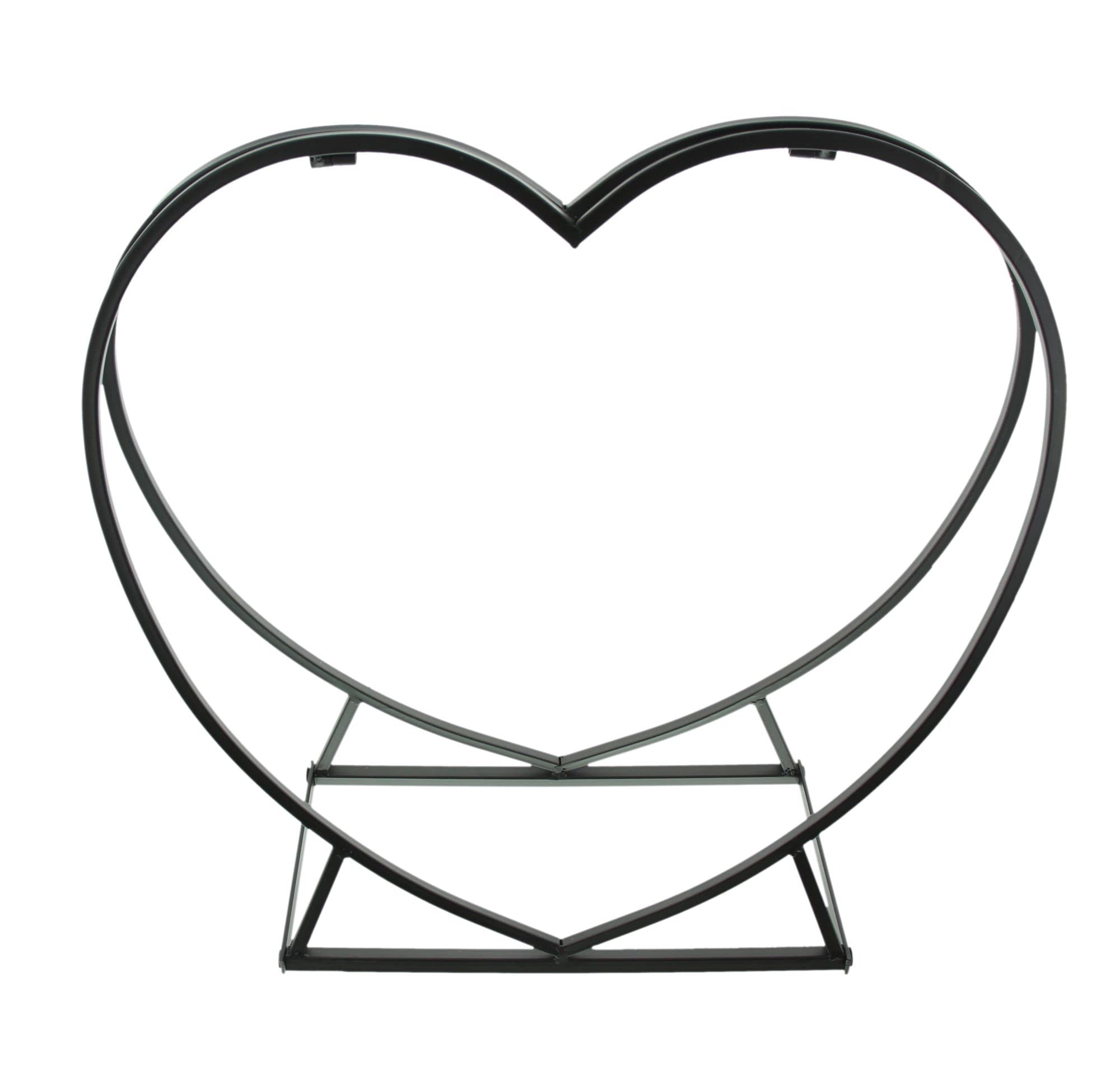 FRANK FLECHTWAREN Kaminholzständer in Herz Form, Kaminholzhalter, Kaminholzkorb, Kaminholzregal Herz, Hochzeitsgeschenk, Romantik, Valentin, 55 x 18 x 54 cm Herzform