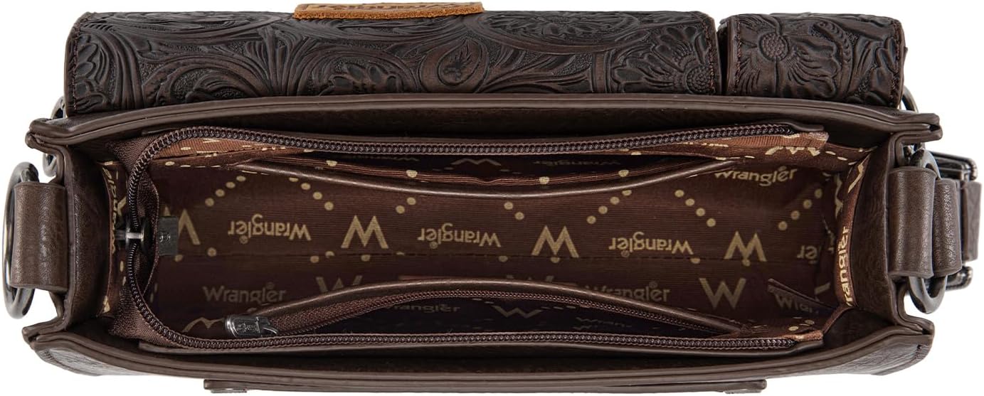 Wrangler Y2K Purse Small Shoulder Bag for Women with Western Detachable Charms & Multiple Pockets