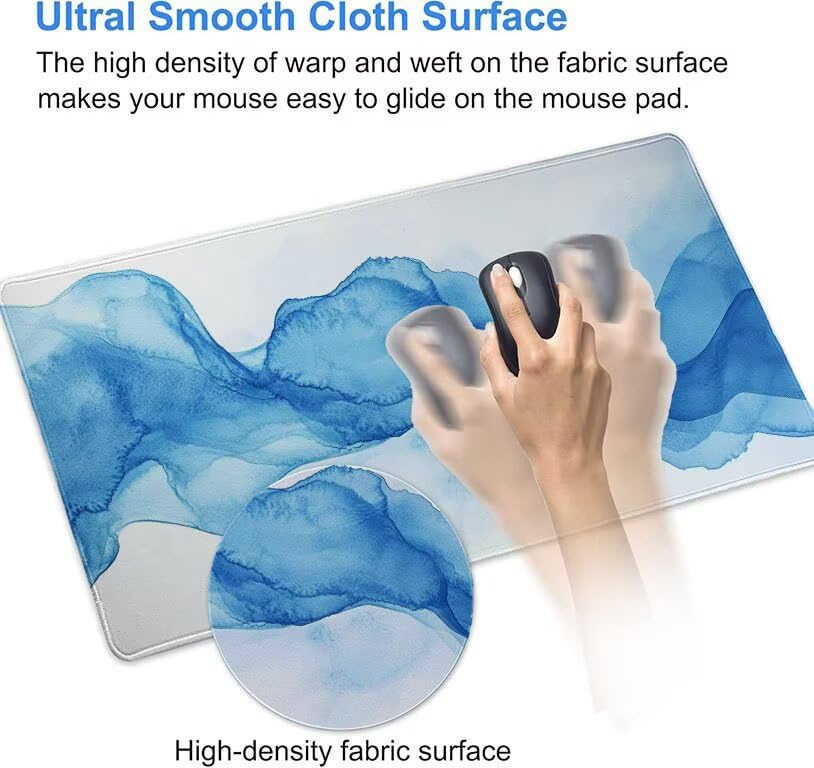Tapis de souris grand format bleu anti-effilochage résistant à l'eau - 6