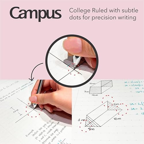 Miniatura 4 de KOKUYO Cuaderno de espiral Campus, 10-12 x 8 pulgadas, con rayas universitarias, 80 hojas (160 páginas), resistente al sangrado, paquete de 3
