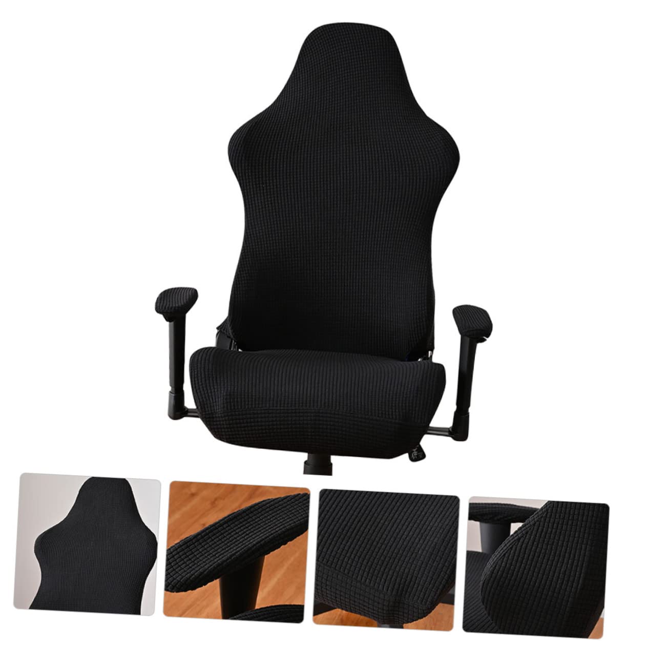 VILLCASE Copertura Protettiva per Sedia Gaming Elastica in Pile Nero | Anti-scolorimento e Pieghevole, per Sedia da Ufficio Computer e Poltrona Ufficio