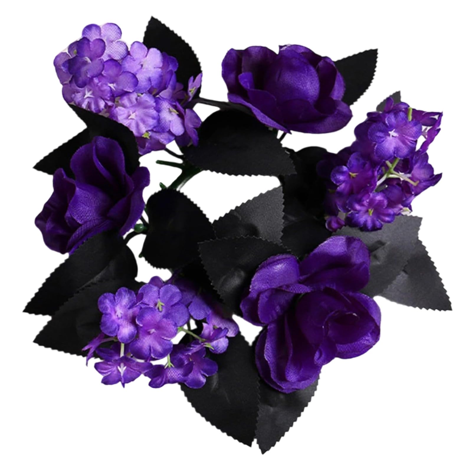 Elnwnnkc Dark Elegant Halloween Wreath with Realistic Roses Twisting Type and Flickering Effect Rose Wreath for Halloween