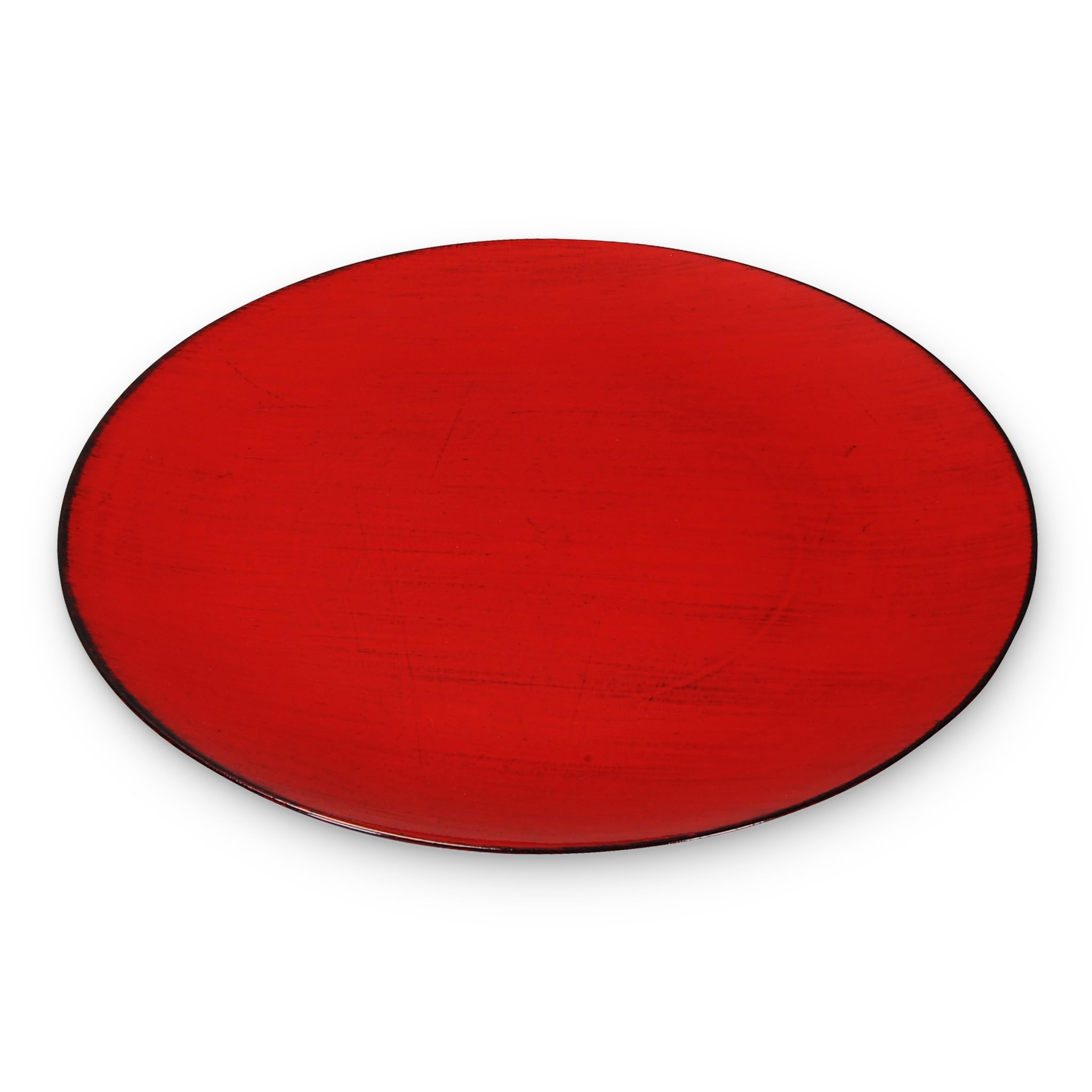 Decorative Plate 33 cm in Red/Black Vintage Look Flat Plate as Table Decoration Candle Plate