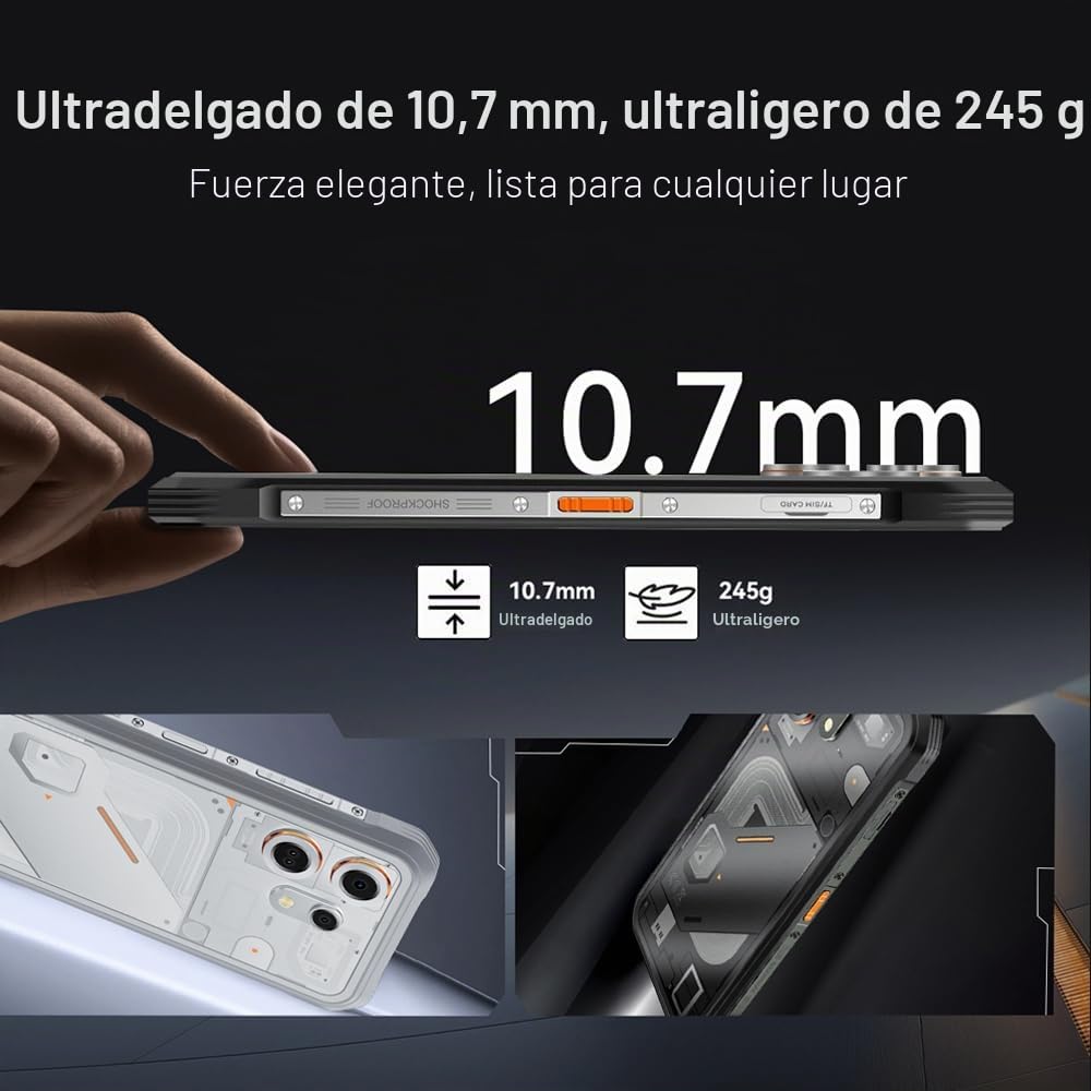 OSCALMarine 3 Movil Irrompible 2026, 24GB+256GB/2TB Teléfono Móvil Resistente IP68, 5000mAh, Android 15, 6.56" HD+ 90Hz, 16MP+13MP Cámara AI Smartphone Todoterreno, 4G/NFC/GPS/OTG/Gemini AI, Blanco