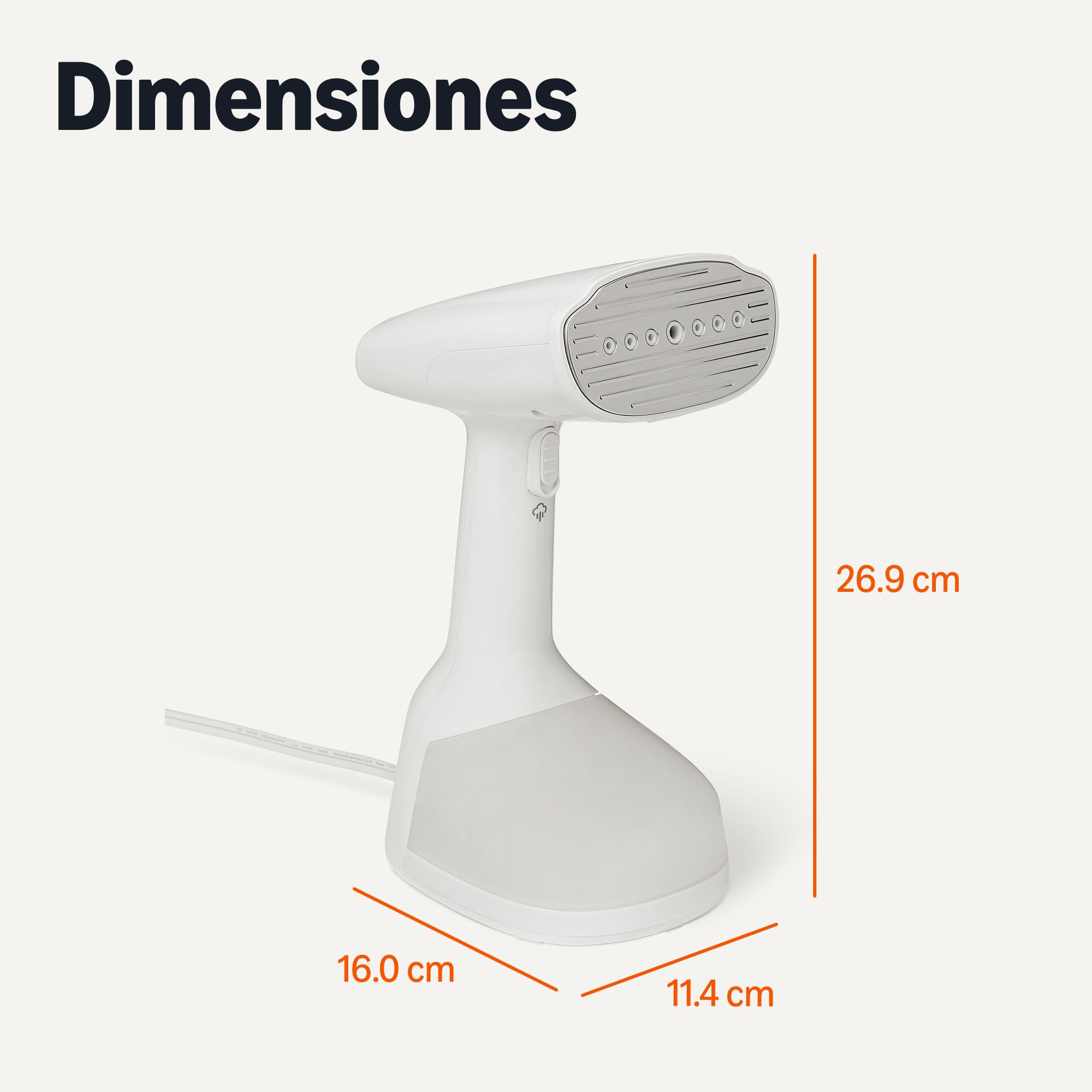 Amazon Basics Turbo Extreme Steam Vaporizador de mano con 2 accesorios, 1500 W, Pequeño, Blanco