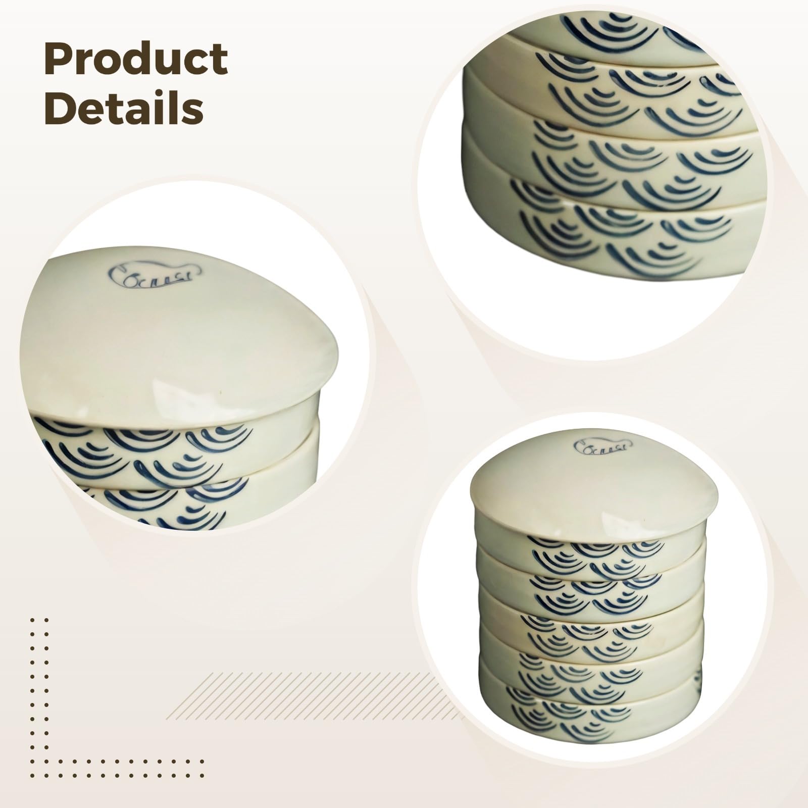 Aquarell-Mischpalette, Keramik Deckel, traditionelles chinesisches Design, 5-teiliges Set für Tusche und Aquarellmalerei, handliche Malplatte für Künstler und Kunstbegeisterte