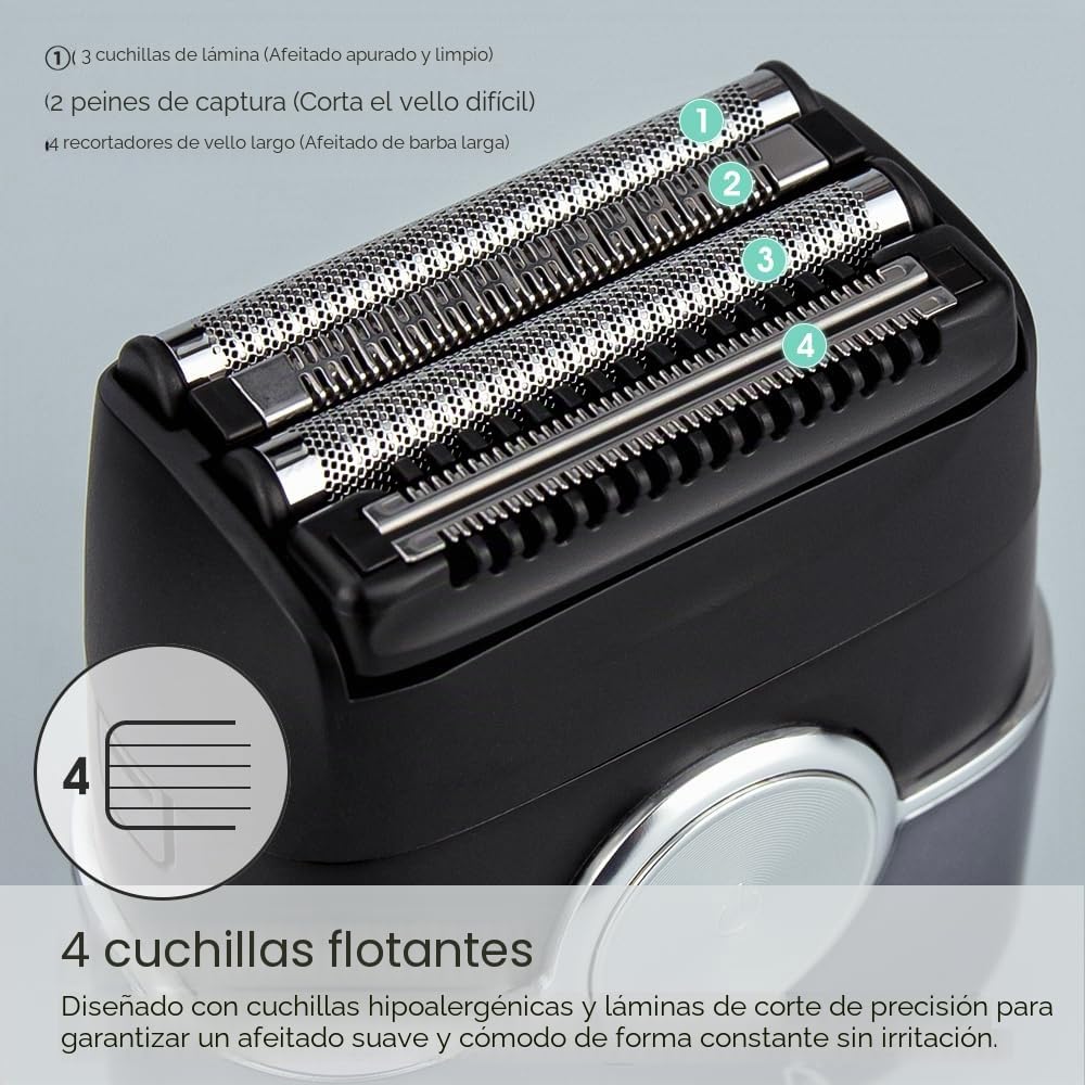 Mini Máquina de Afeitar Barba con Funda de viaje [2026 New] Afeitadora eléctrica íntima para hombre Húmedo y Seco, Afeitadoras eléctricas de láminas, 120 min de uso