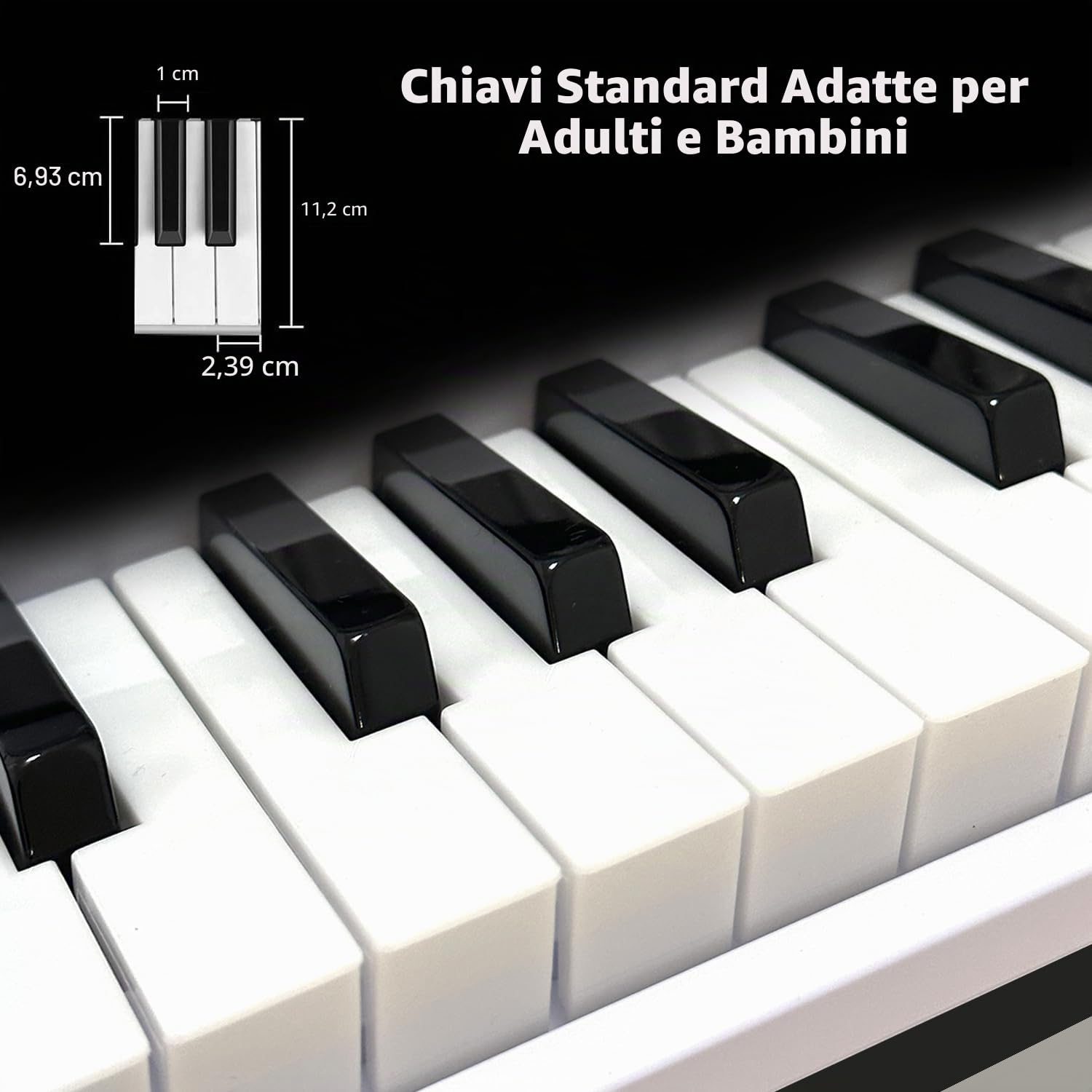 Tastiera pianoforte elettronica a 61 tasti per adulti e bambini, con tasti luminosi, modalità di apprendimento, digitale pianoforte